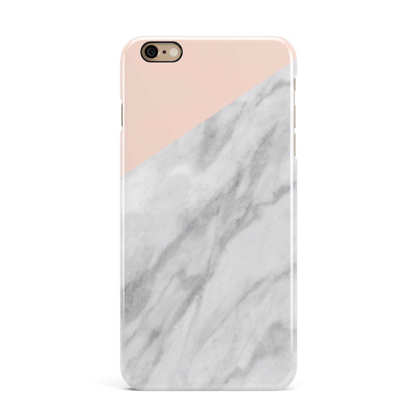 Marble Pink White Grey iPhone 6 Plus 3D Snap Case on Gold Phone