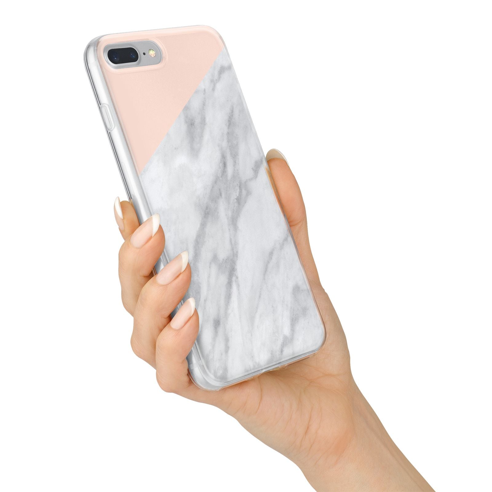 Marble Pink White Grey iPhone 7 Plus Bumper Case on Silver iPhone Alternative Image