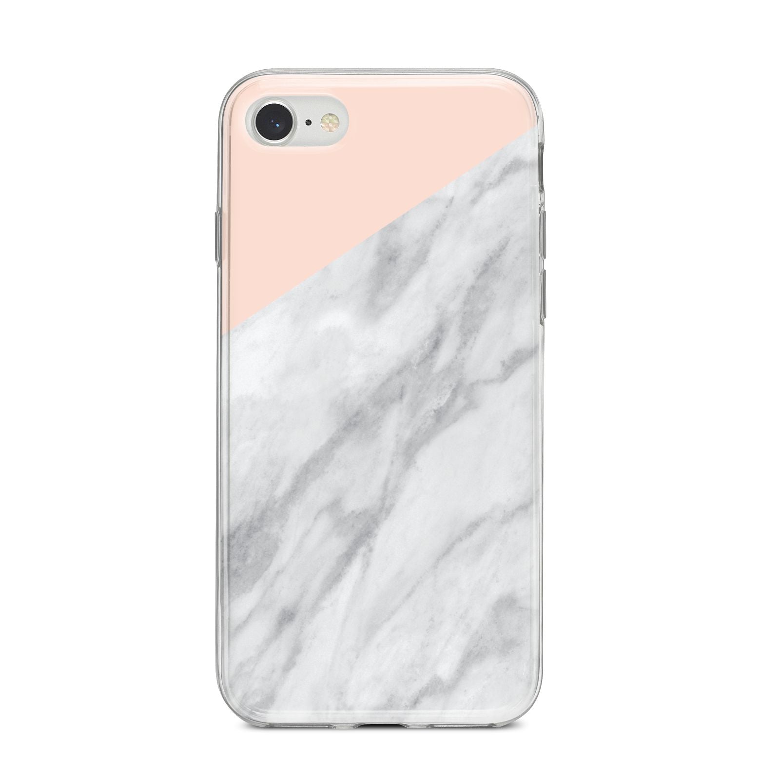 Marble Pink White Grey iPhone 8 Bumper Case on Silver iPhone