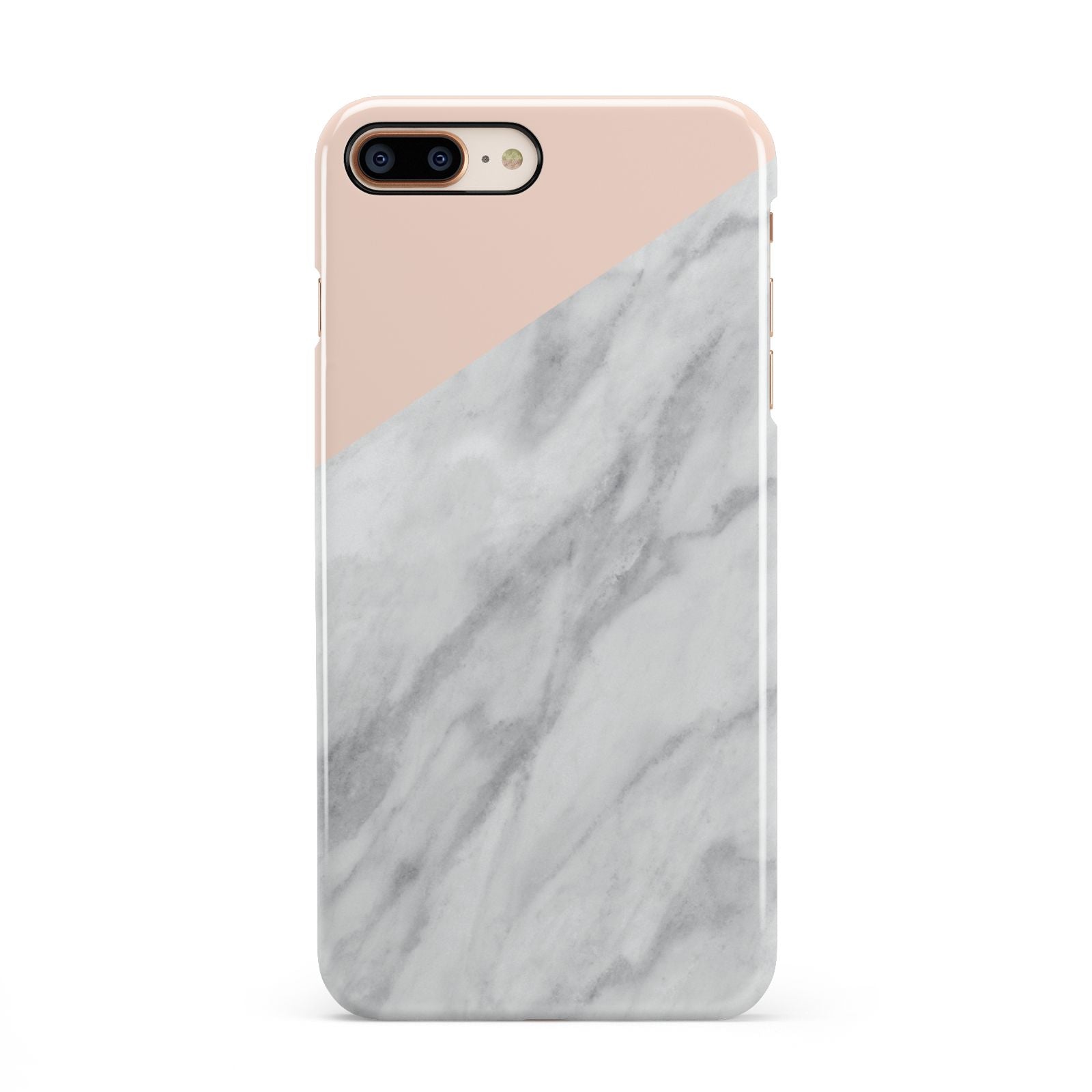 Marble Pink White Grey iPhone 8 Plus 3D Snap Case on Gold Phone