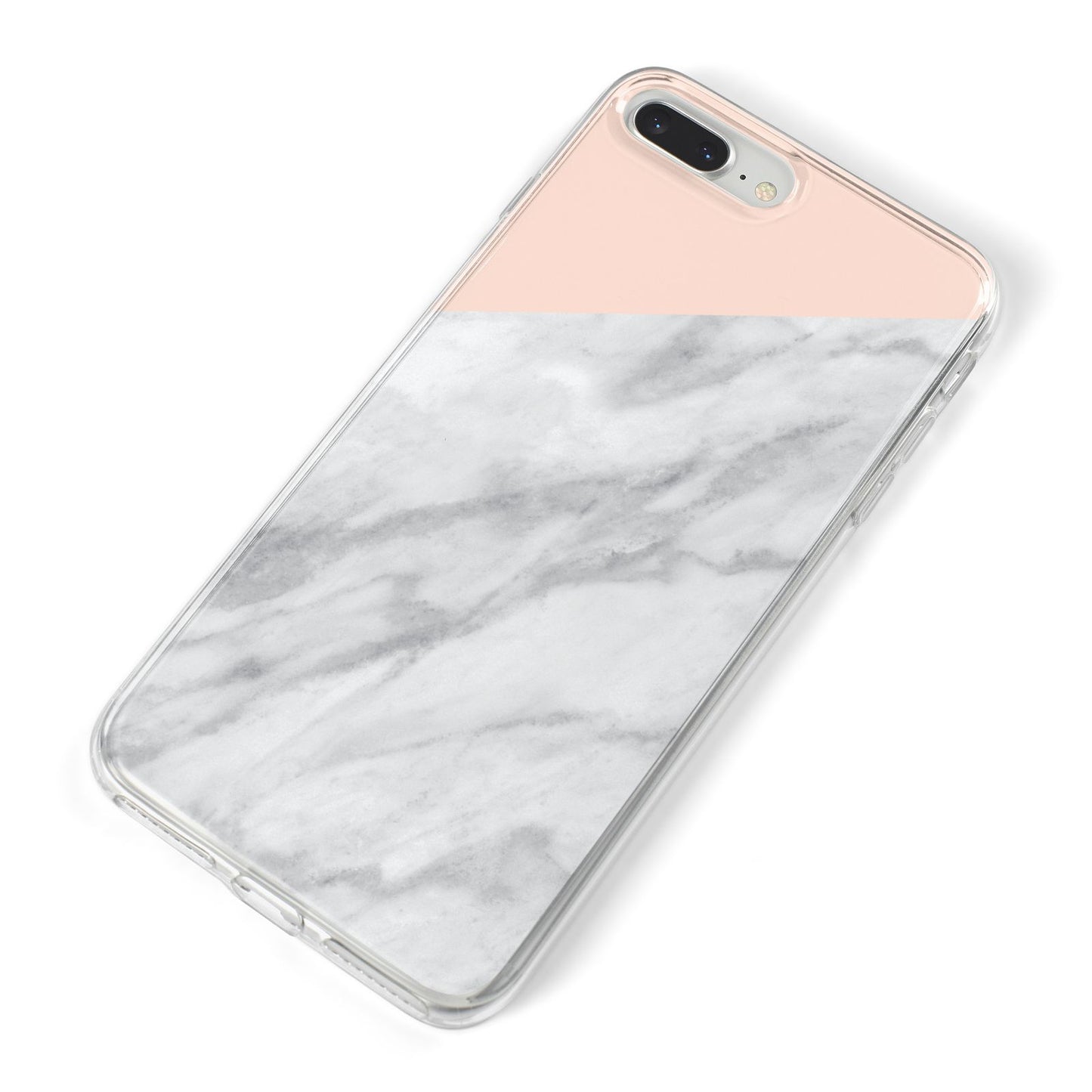 Marble Pink White Grey iPhone 8 Plus Bumper Case on Silver iPhone Alternative Image