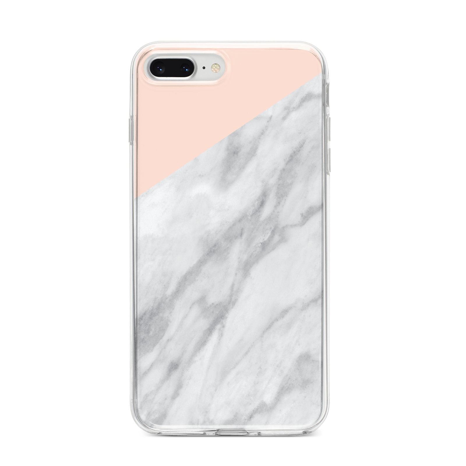 Marble Pink White Grey iPhone 8 Plus Bumper Case on Silver iPhone