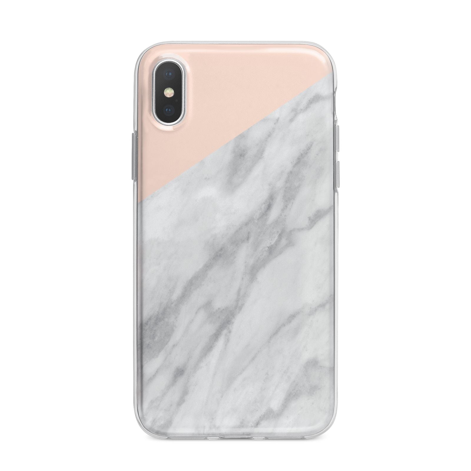 Marble Pink White Grey iPhone X Bumper Case on Silver iPhone Alternative Image 1