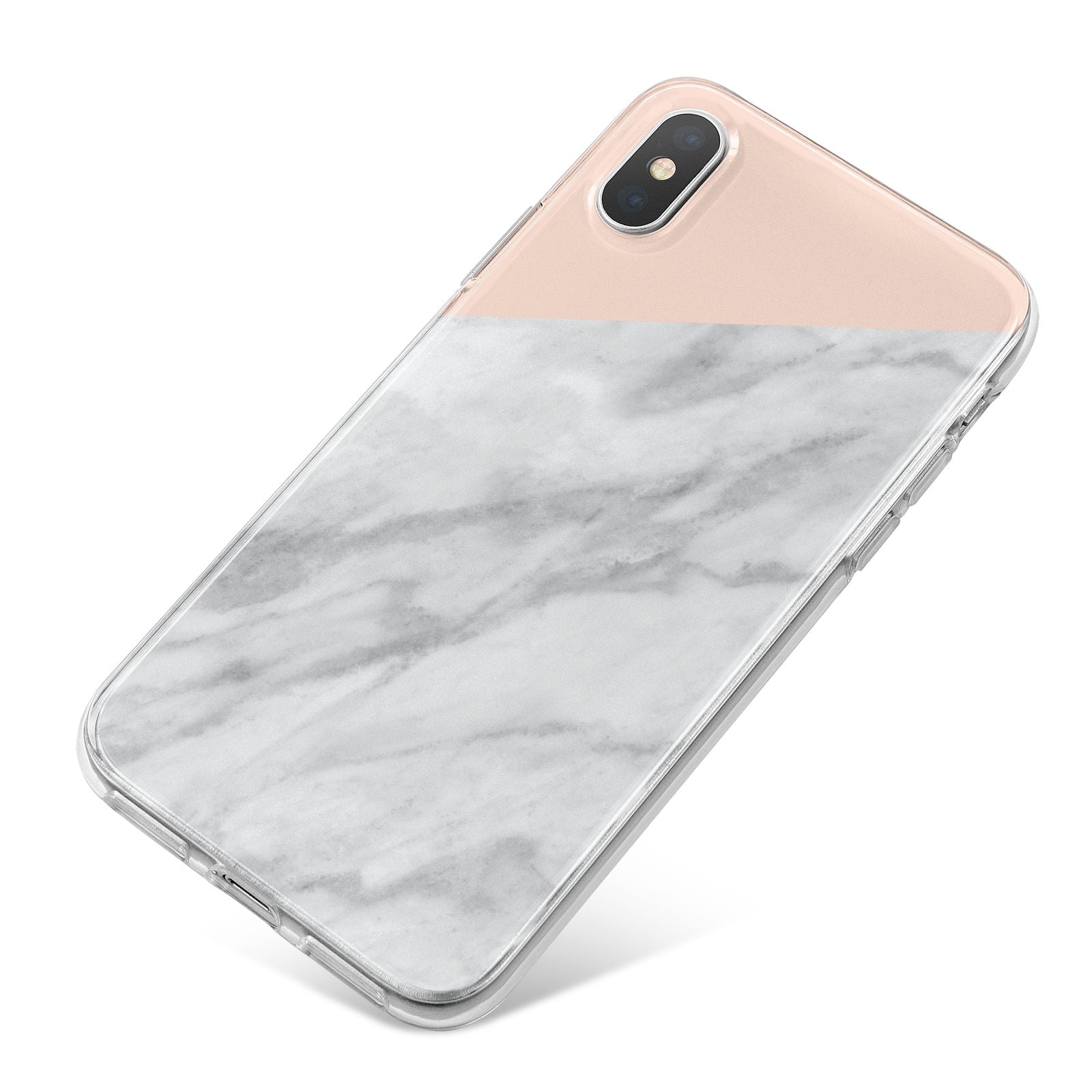 Marble Pink White Grey iPhone X Bumper Case on Silver iPhone