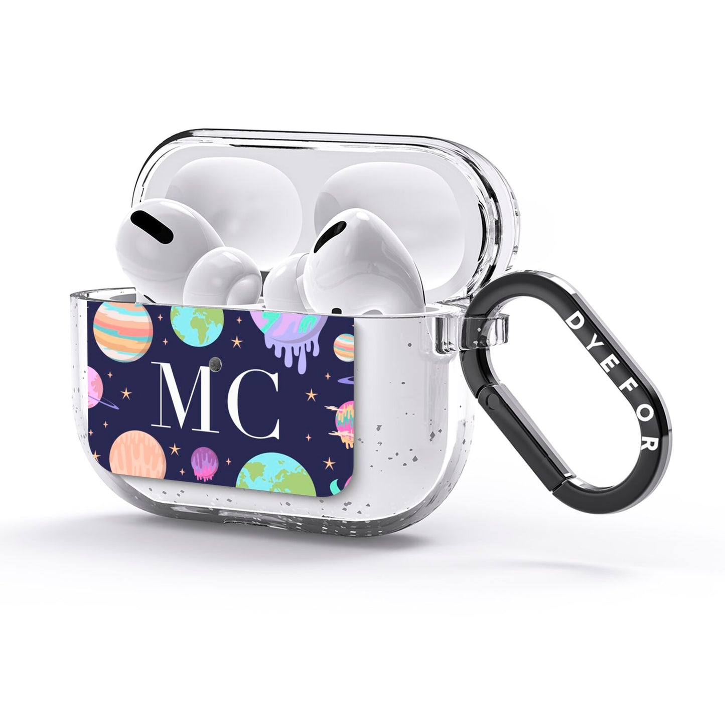 Marble Planets Personalised Initials AirPods Glitter Case 3rd Gen Side Image