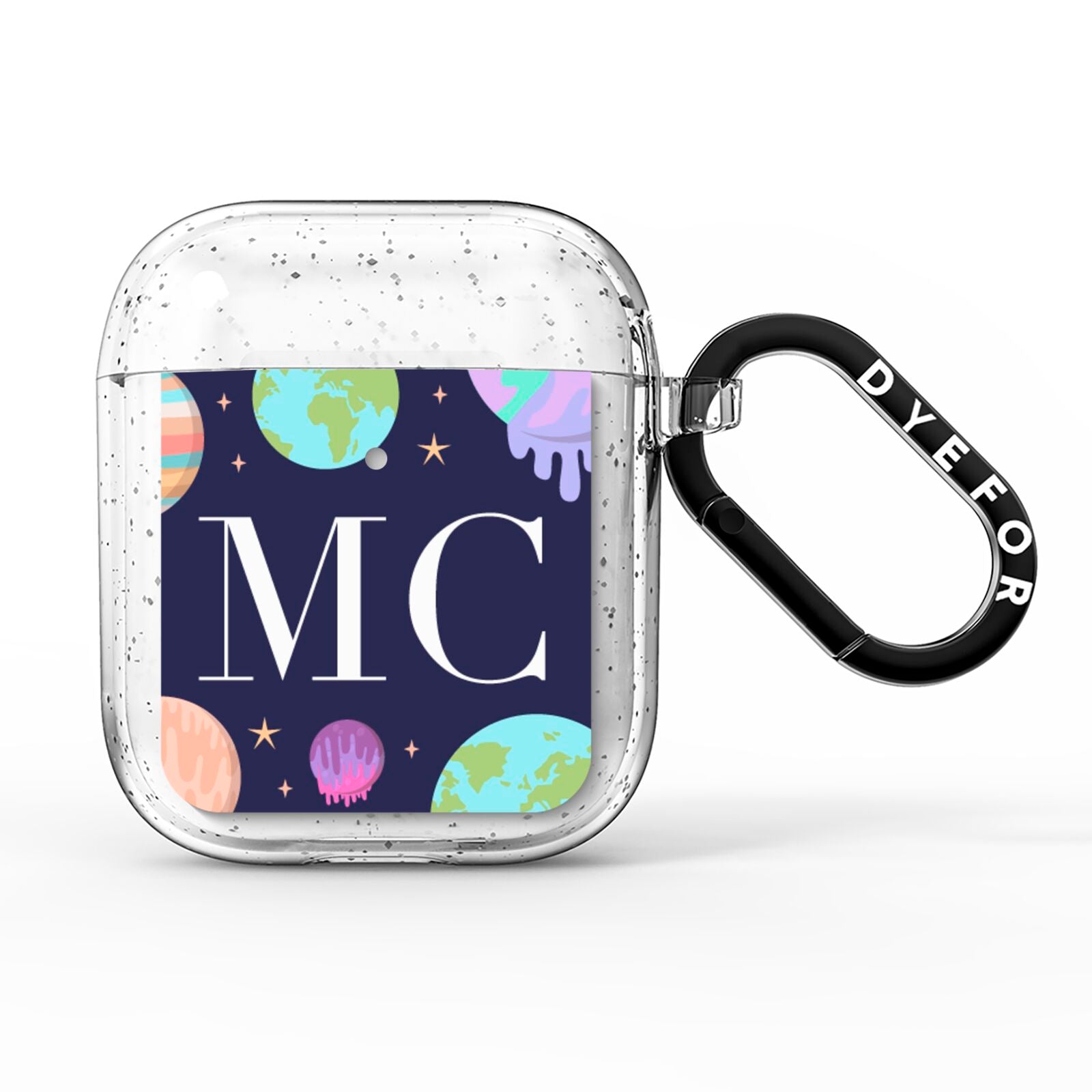 Marble Planets Personalised Initials AirPods Glitter Case