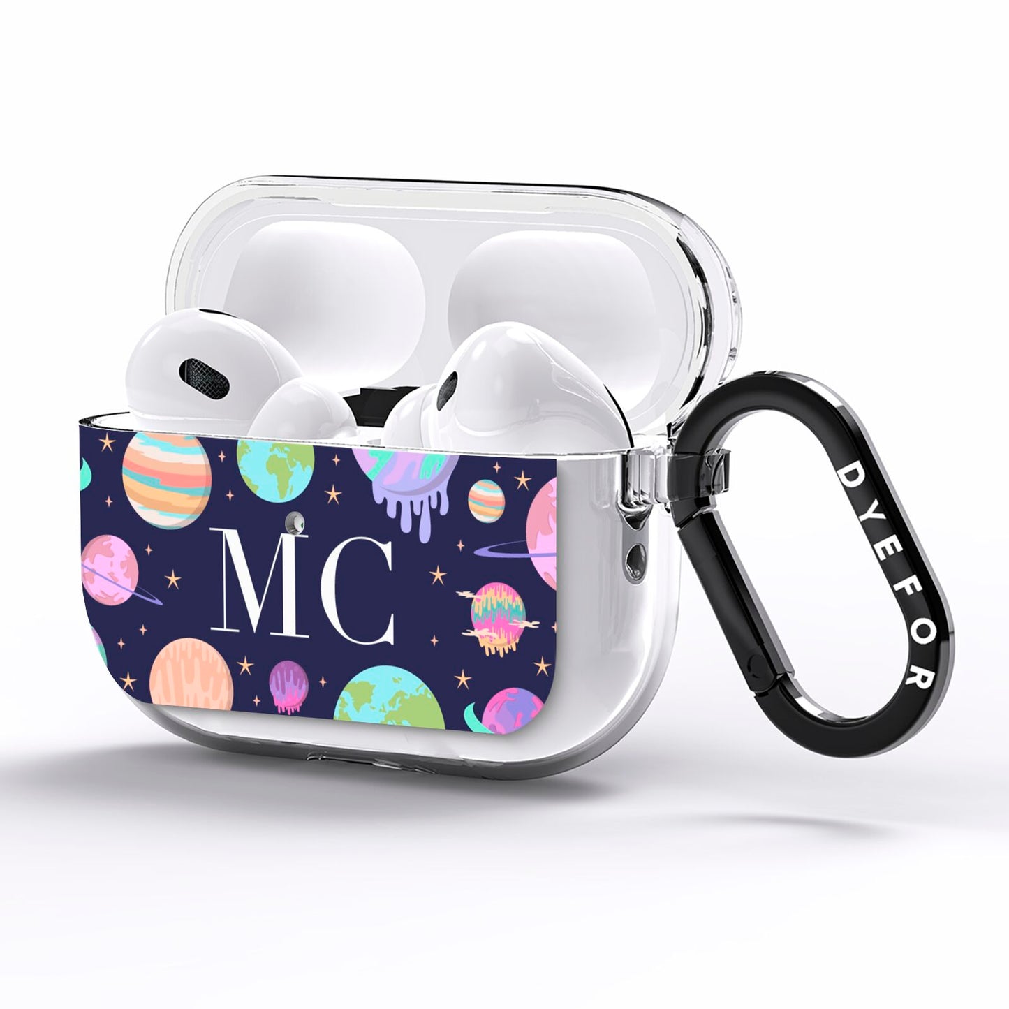 Marble Planets Personalised Initials AirPods Pro Clear Case Side Image