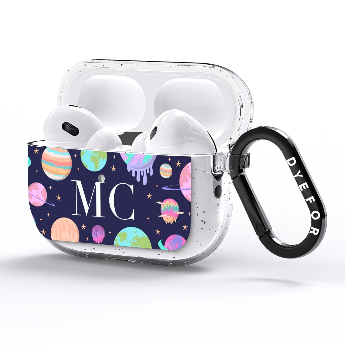 Marble Planets Personalised Initials AirPods Pro Glitter Case Side Image