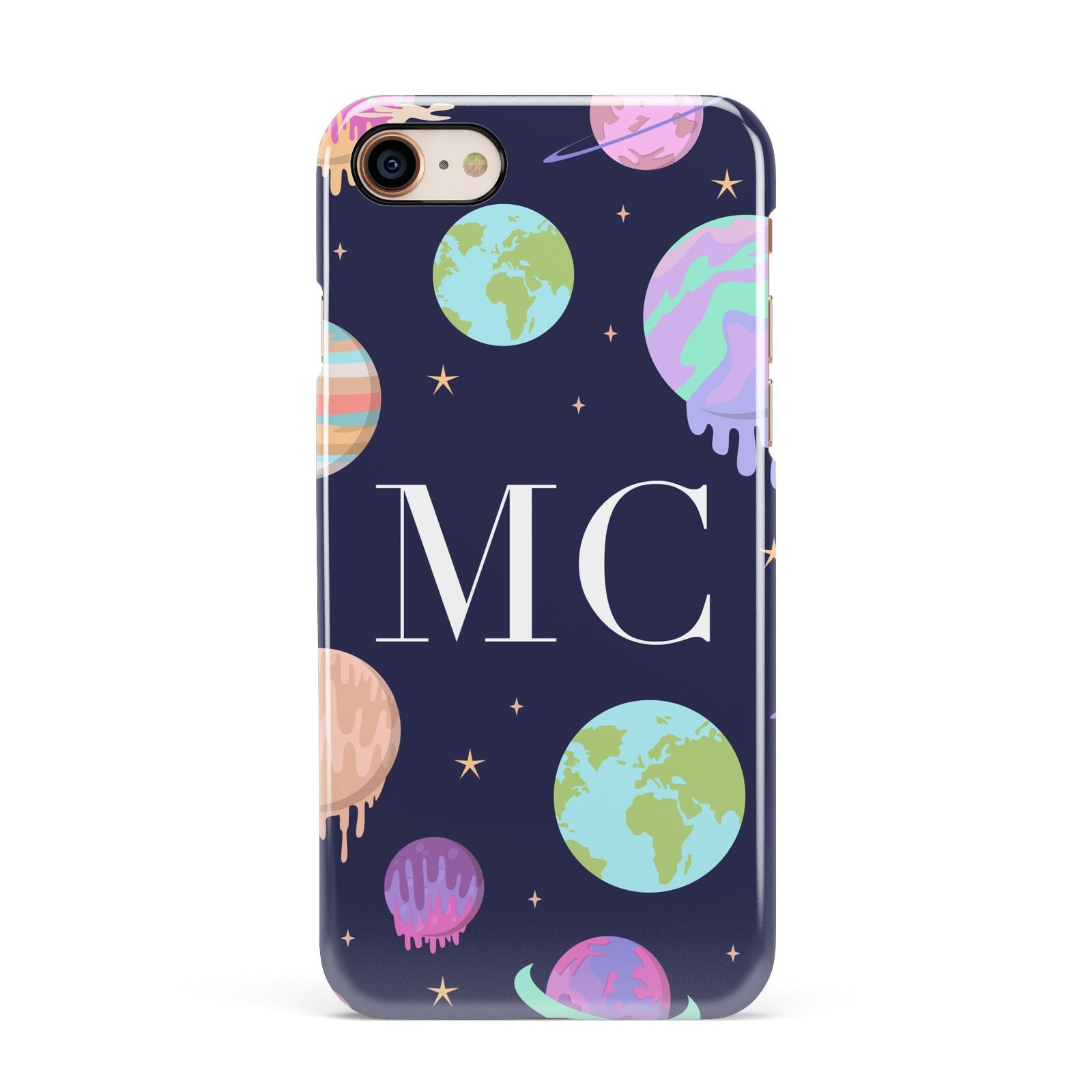 Marble Planets Personalised Initials Apple iPhone 7 8 3D Snap Case