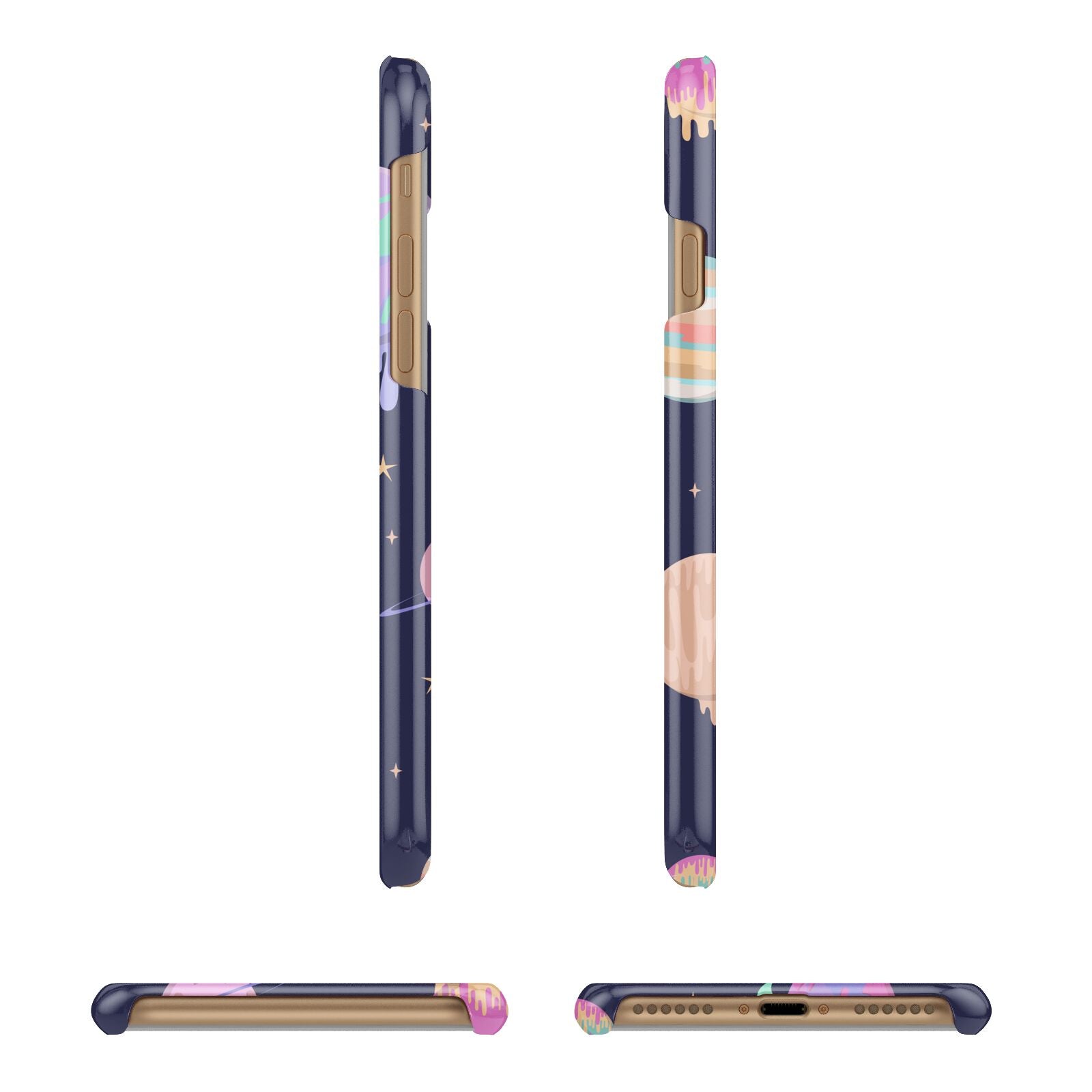 Marble Planets Personalised Initials Apple iPhone 7 8 3D Wrap Snap Case Angled Images