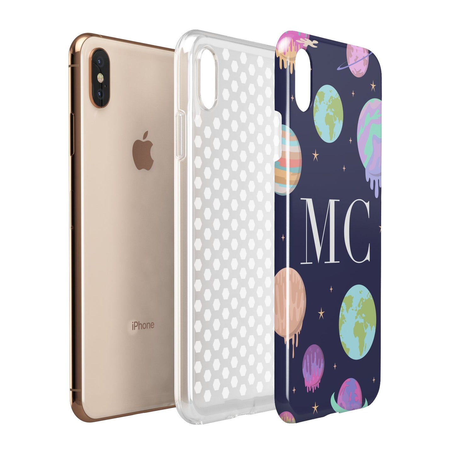 Marble Planets Personalised Initials Apple iPhone Xs Max 3D Tough Case Expanded View