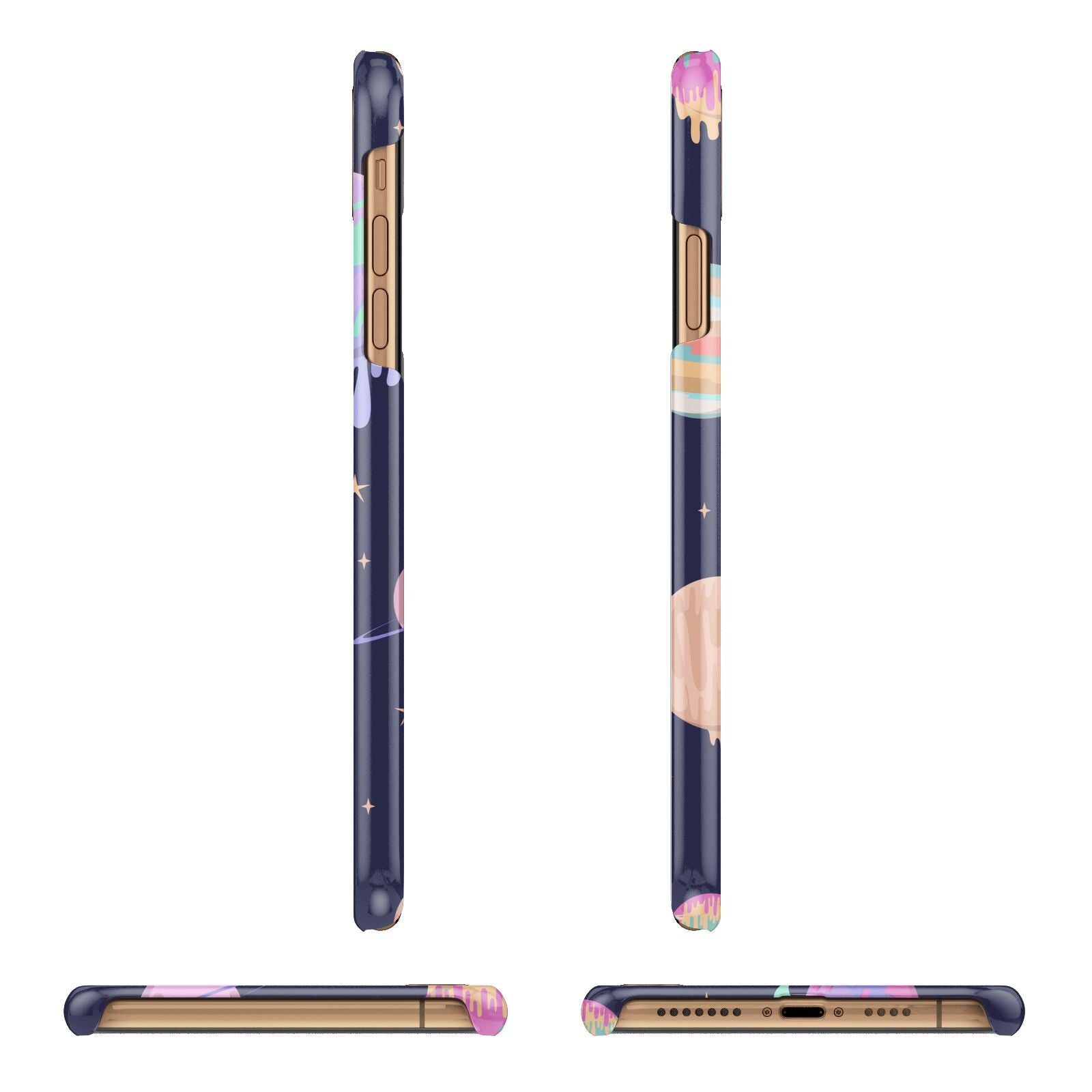 Marble Planets Personalised Initials Apple iPhone Xs Max 3D Wrap Snap Case Angled Images