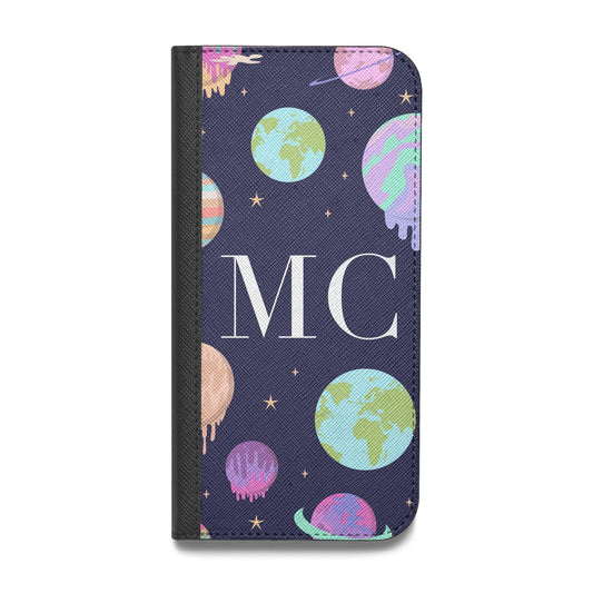 Marble Planets Personalised Initials Vegan Leather Flip Samsung Case