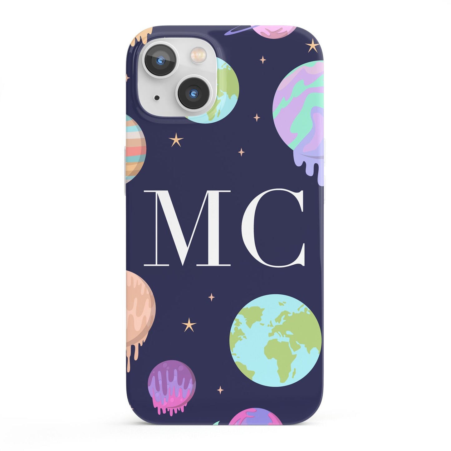 Marble Planets Personalised Initials iPhone 13 Full Wrap 3D Snap Case