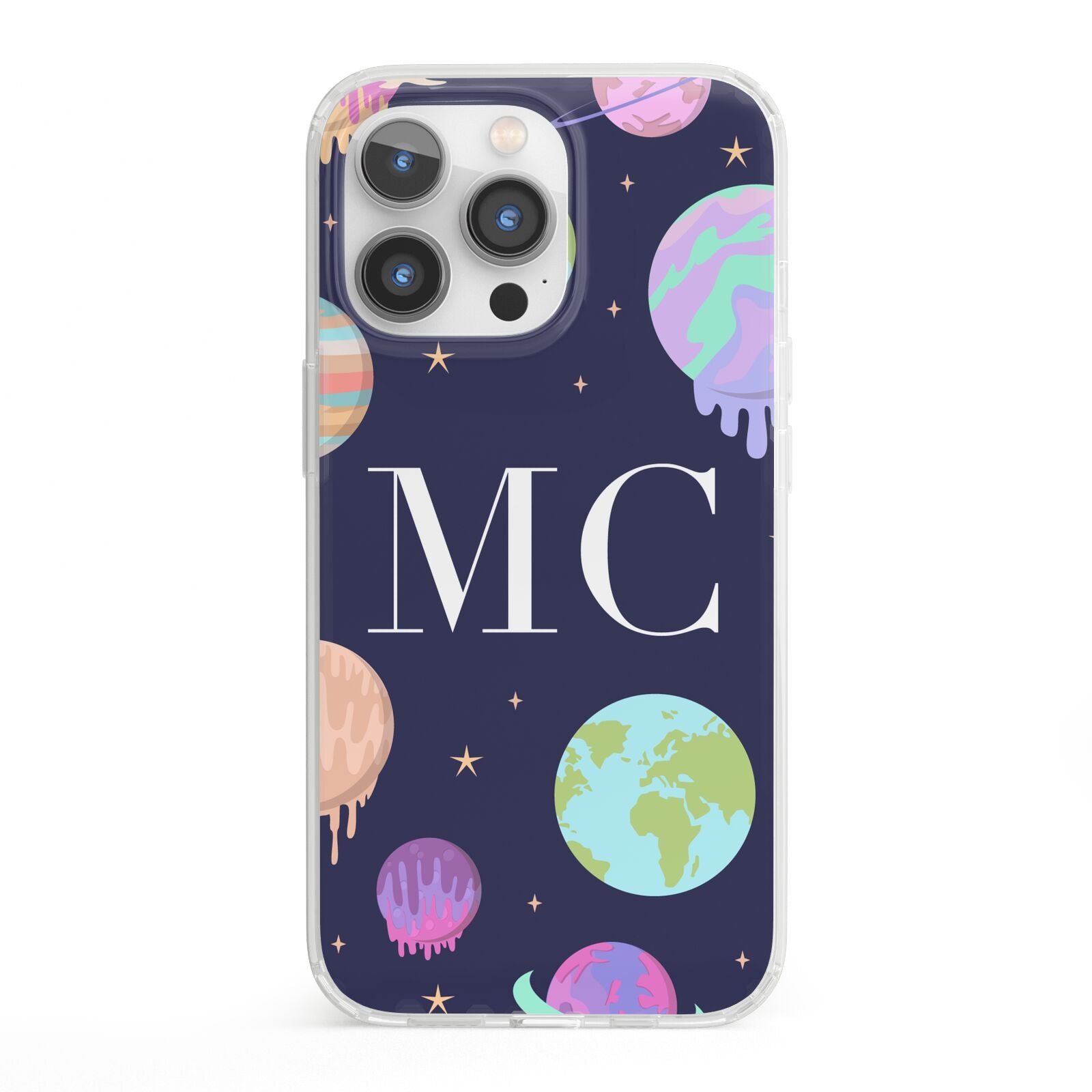 Marble Planets Personalised Initials iPhone 13 Pro Clear Bumper Case