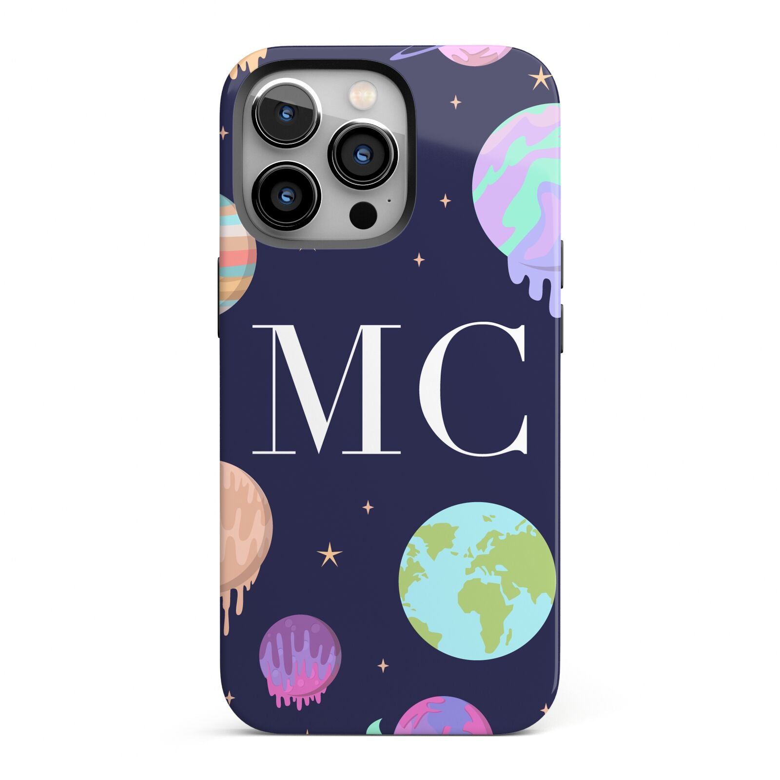 Marble Planets Personalised Initials iPhone 13 Pro Full Wrap 3D Tough Case