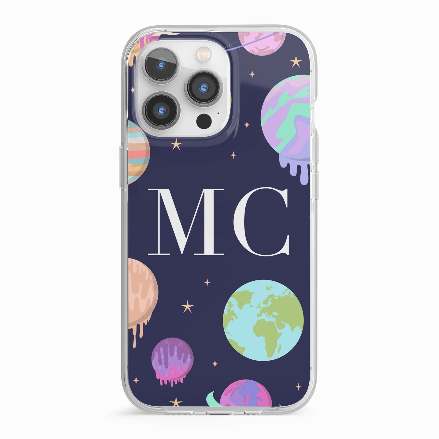 Marble Planets Personalised Initials iPhone 13 Pro TPU Impact Case with White Edges