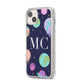 Marble Planets Personalised Initials iPhone 14 Plus Glitter Tough Case Starlight Angled Image