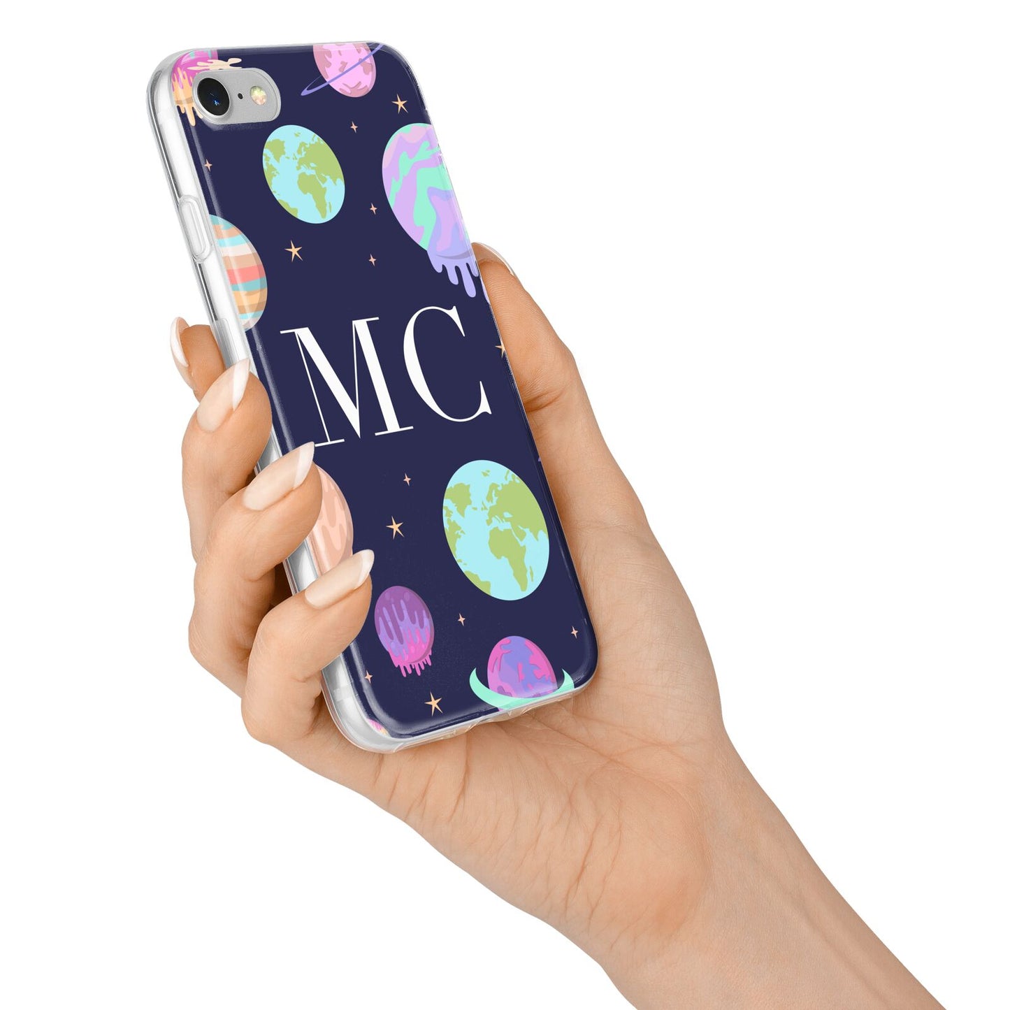 Marble Planets Personalised Initials iPhone 7 Bumper Case on Silver iPhone Alternative Image