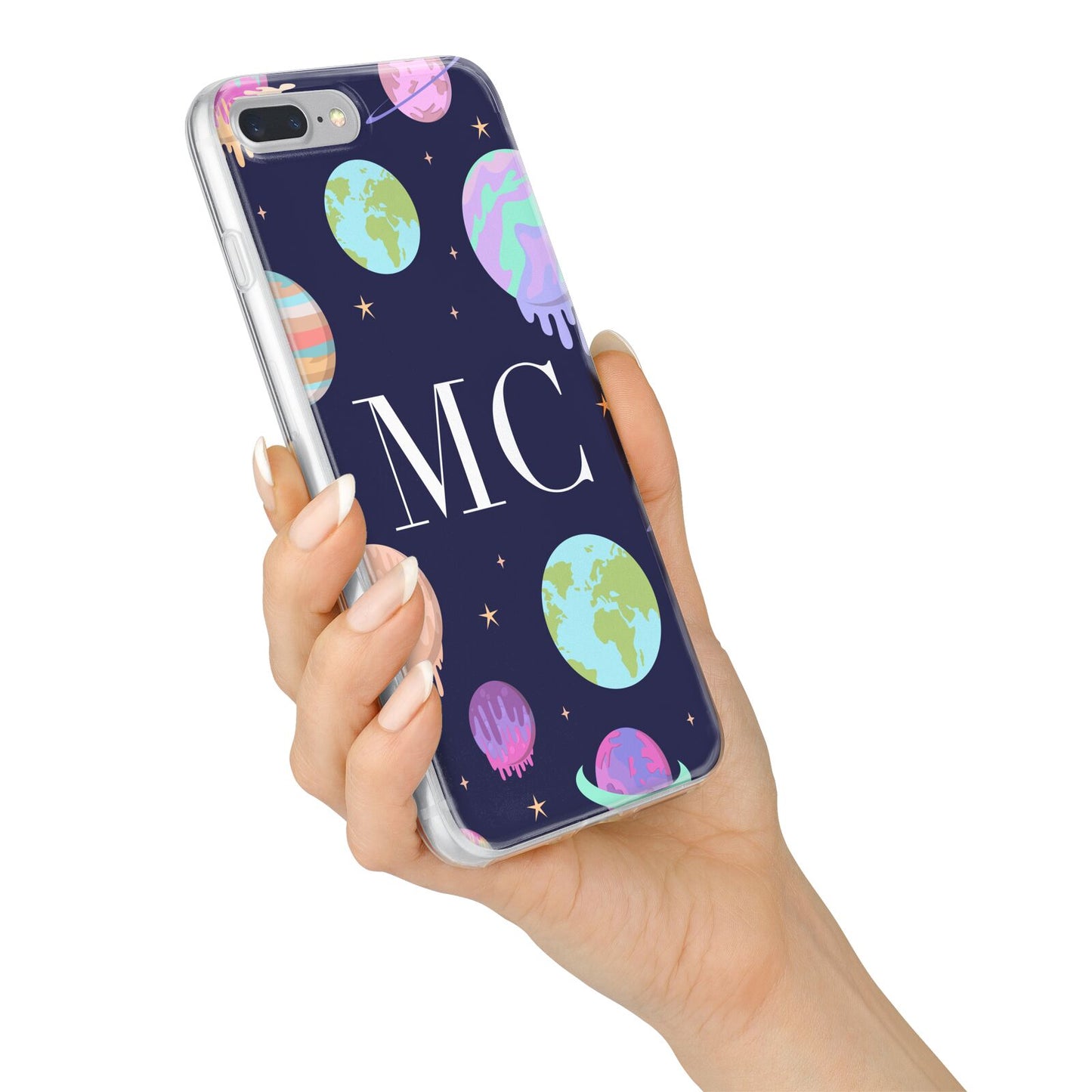 Marble Planets Personalised Initials iPhone 7 Plus Bumper Case on Silver iPhone Alternative Image