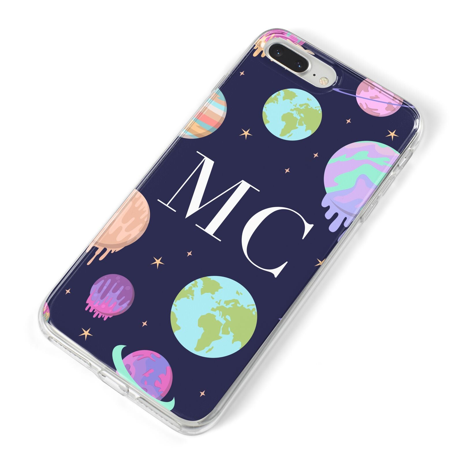 Marble Planets Personalised Initials iPhone 8 Plus Bumper Case on Silver iPhone Alternative Image
