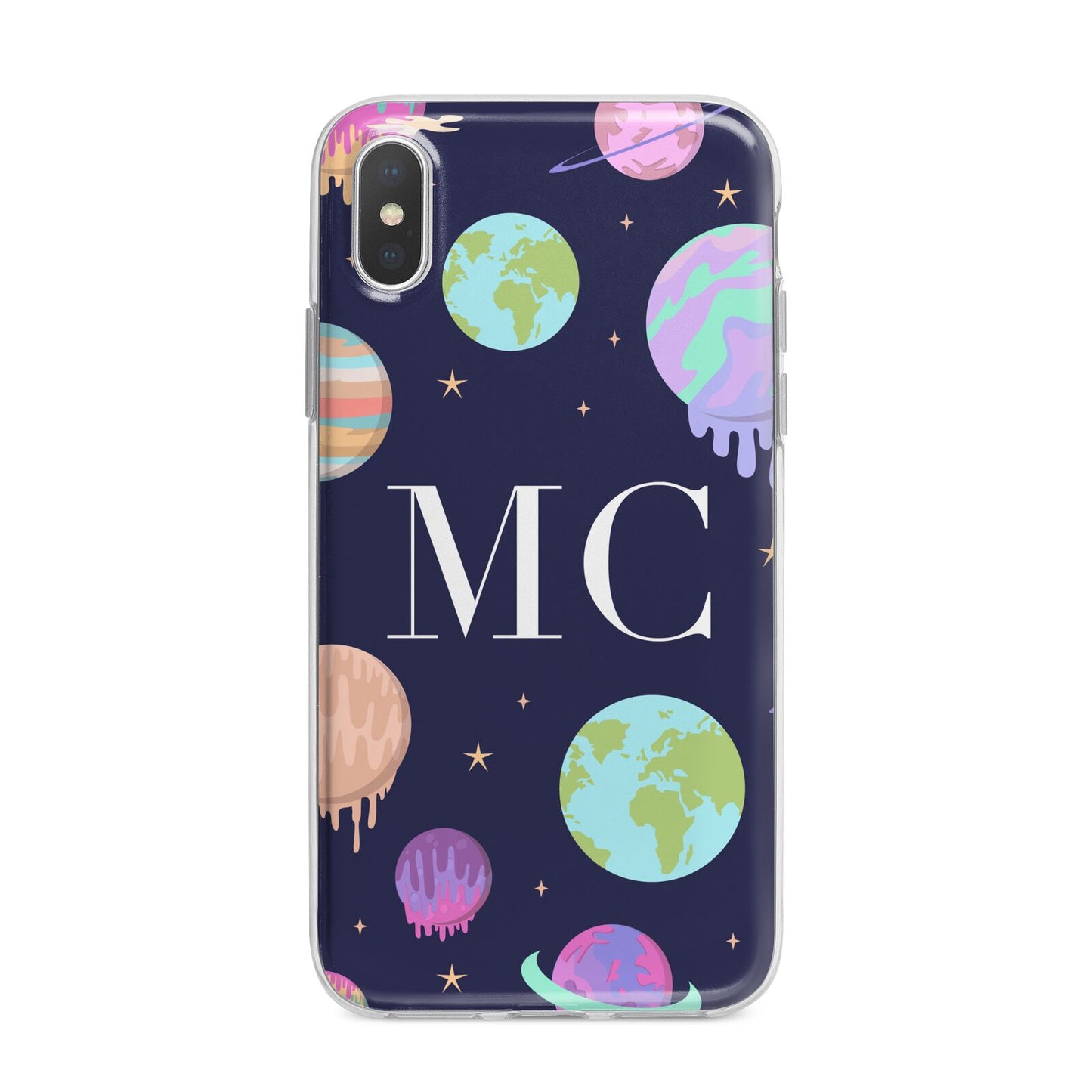 Marble Planets Personalised Initials iPhone X Bumper Case on Silver iPhone Alternative Image 1