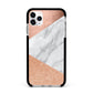 Marble Rose Gold Apple iPhone 11 Pro Max in Silver with Black Impact Case
