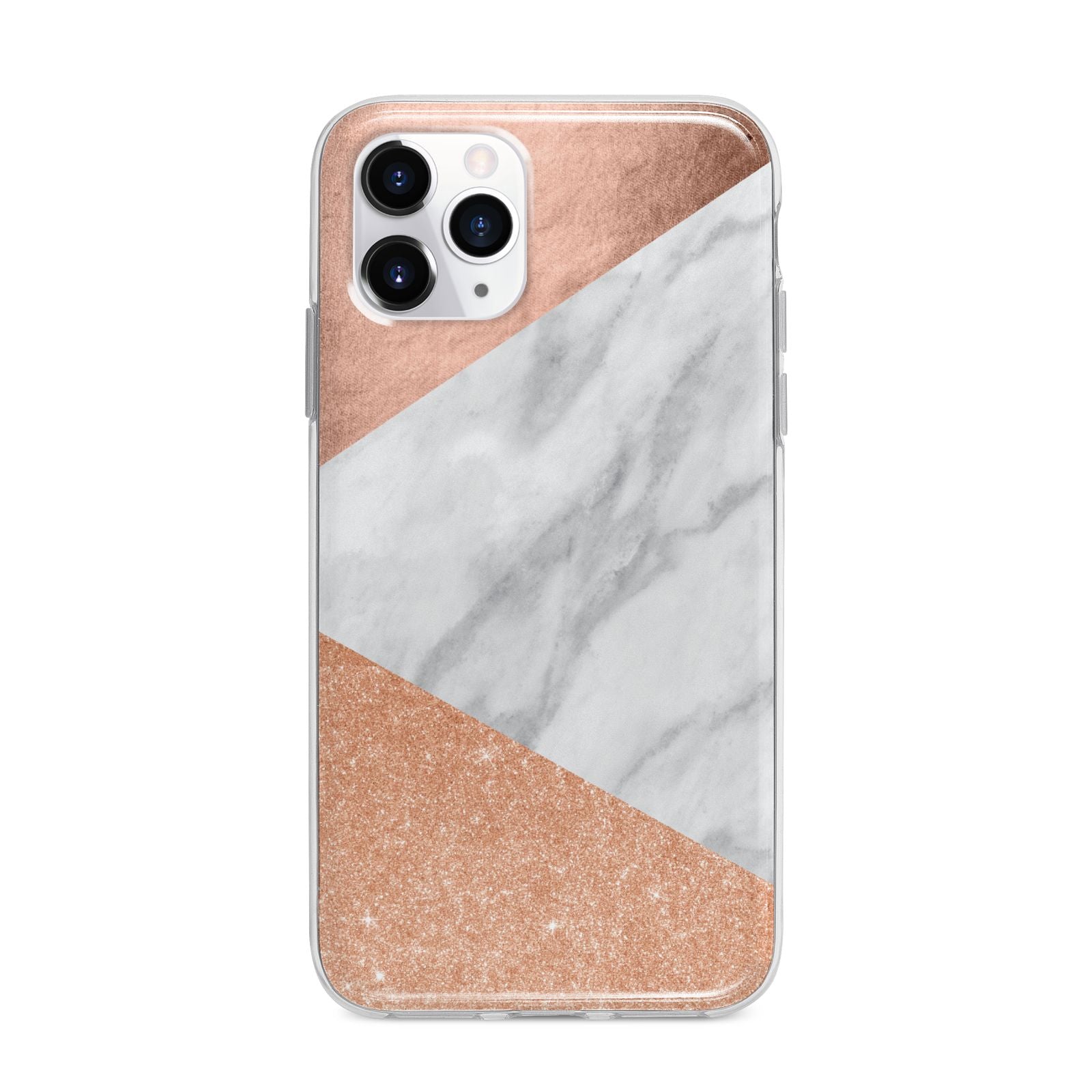 Marble Rose Gold Apple iPhone 11 Pro Max in Silver with Bumper Case