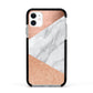 Marble Rose Gold Apple iPhone 11 in White with Black Impact Case