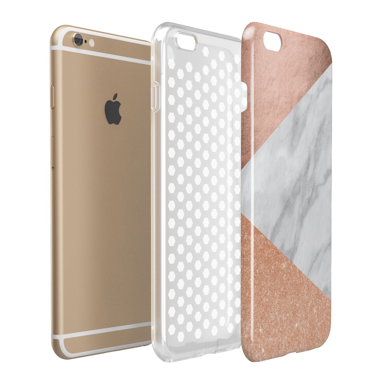Marble Rose Gold Apple iPhone 6 Plus 3D Tough Case Expand Detail Image