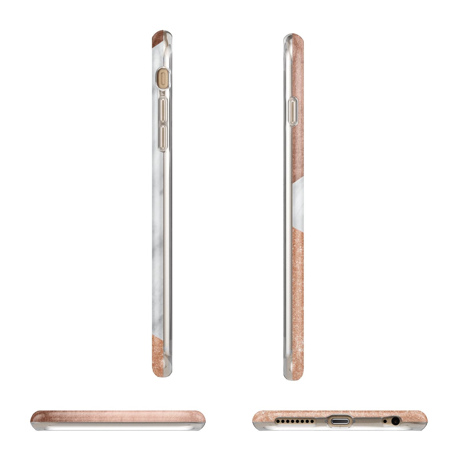Marble Rose Gold Apple iPhone 6 Plus 3D Wrap Tough Case Alternative Image Angles