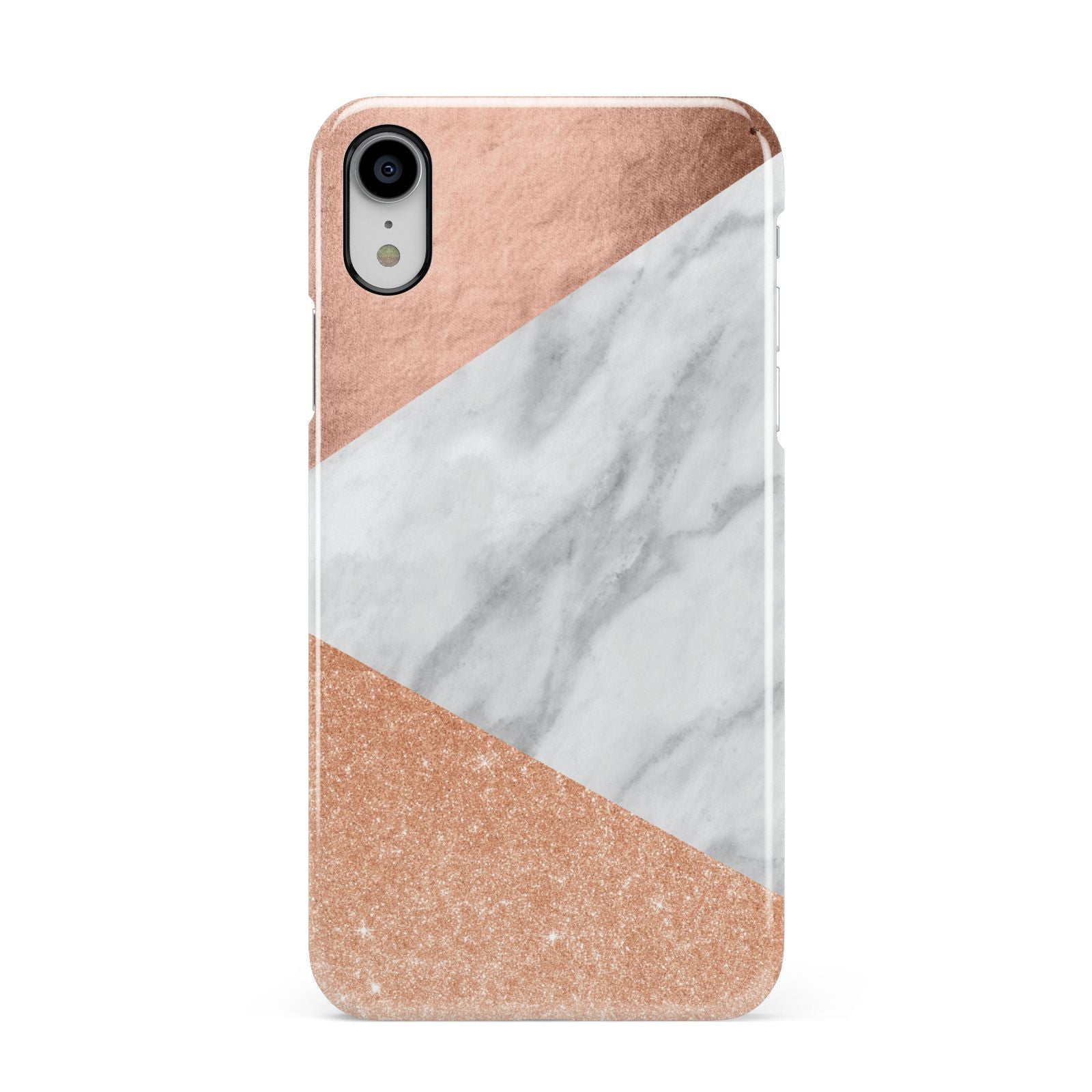 Marble Rose Gold Apple iPhone XR White 3D Snap Case
