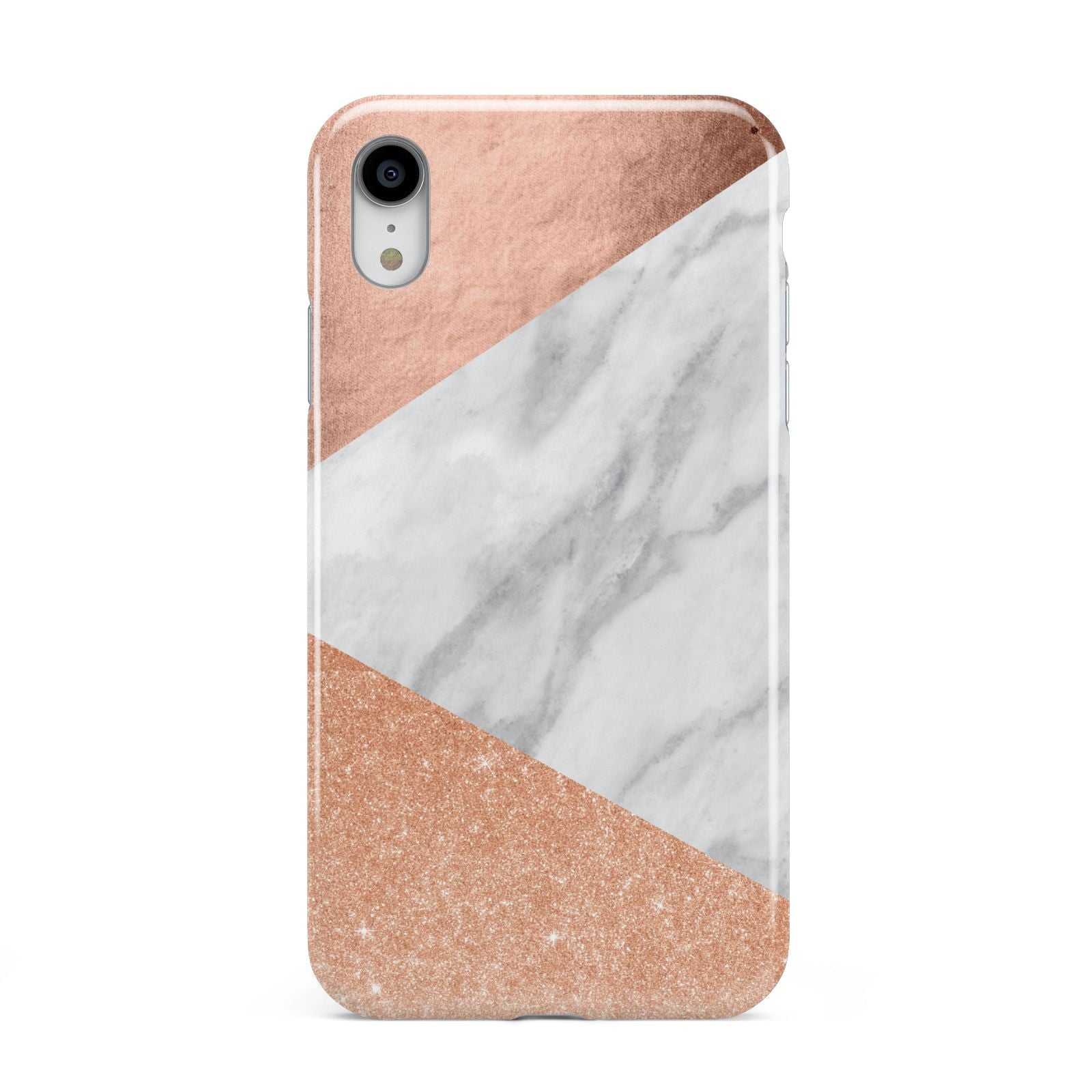 Marble Rose Gold Apple iPhone XR White 3D Tough Case