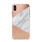 Marble Rose Gold Apple iPhone Xs Max Impact Case Pink Edge on Gold Phone
