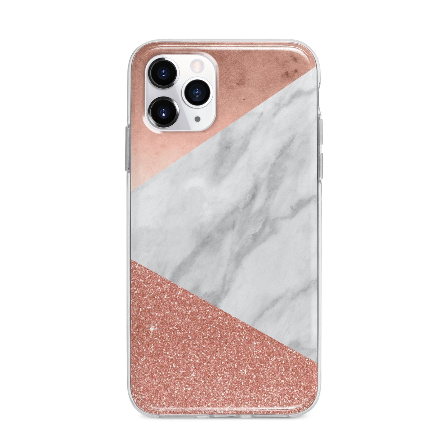 Marble Rose Gold Foil Apple iPhone 11 Pro Max in Silver with Bumper Case