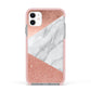 Marble Rose Gold Foil Apple iPhone 11 in White with Pink Impact Case