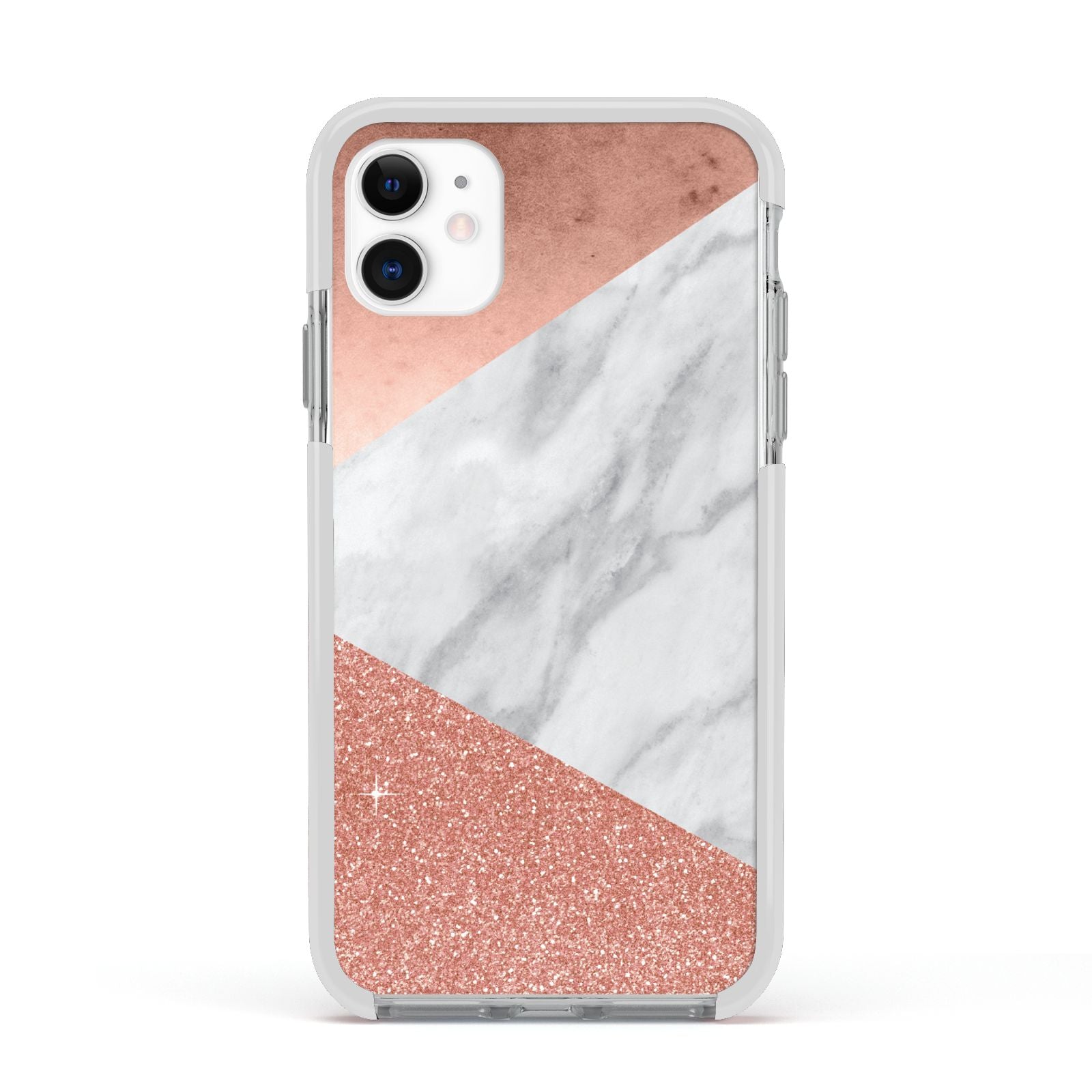 Marble Rose Gold Foil Apple iPhone 11 in White with White Impact Case