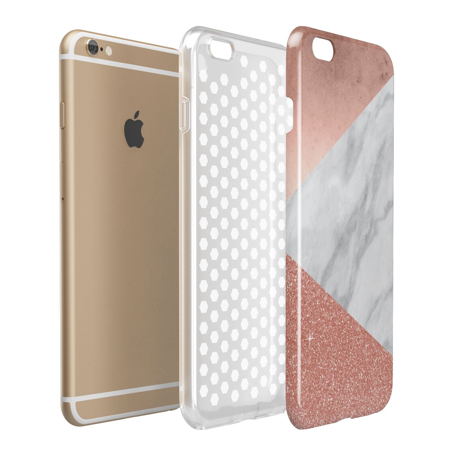 Marble Rose Gold Foil Apple iPhone 6 Plus 3D Tough Case Expand Detail Image