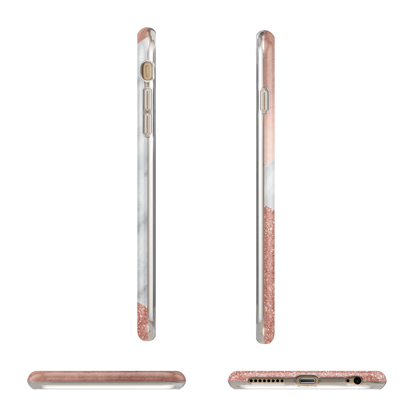 Marble Rose Gold Foil Apple iPhone 6 Plus 3D Wrap Tough Case Alternative Image Angles
