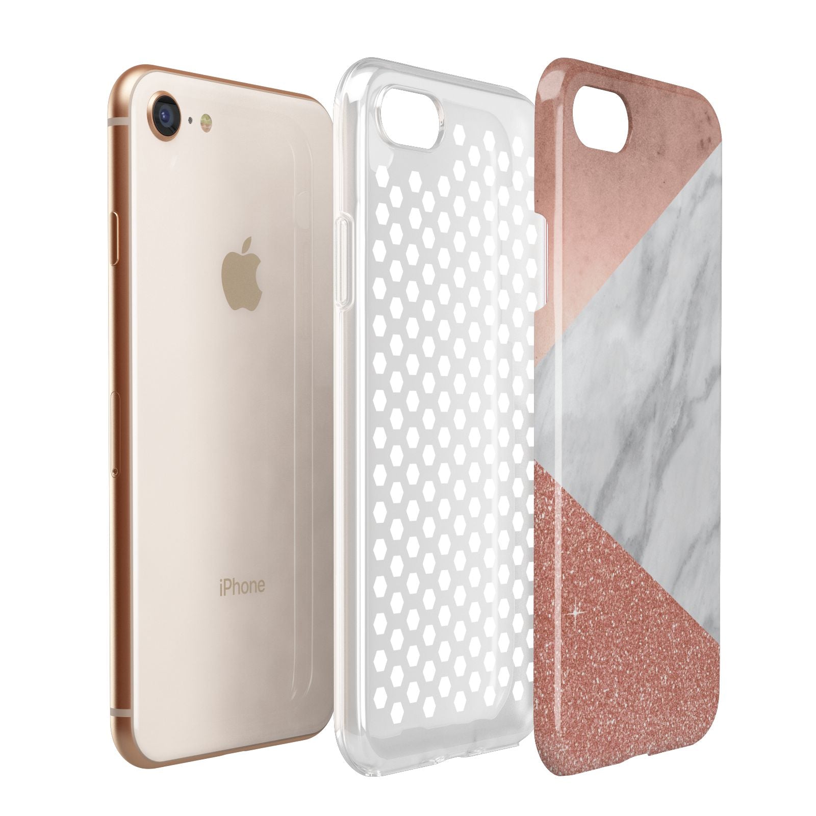 Marble Rose Gold Foil Apple iPhone 7 8 3D Tough Case Expanded View