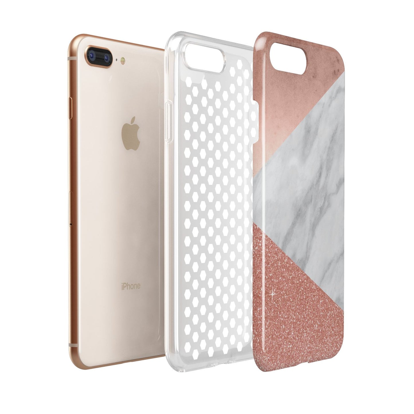 Marble Rose Gold Foil Apple iPhone 7 8 Plus 3D Tough Case Expanded View