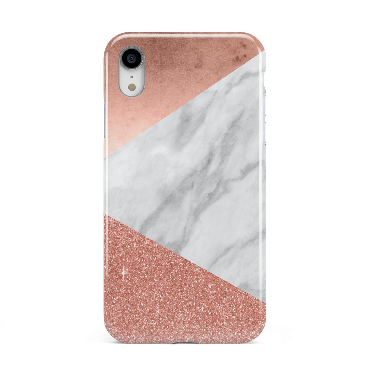 Marble Rose Gold Foil Apple iPhone XR White 3D Tough Case