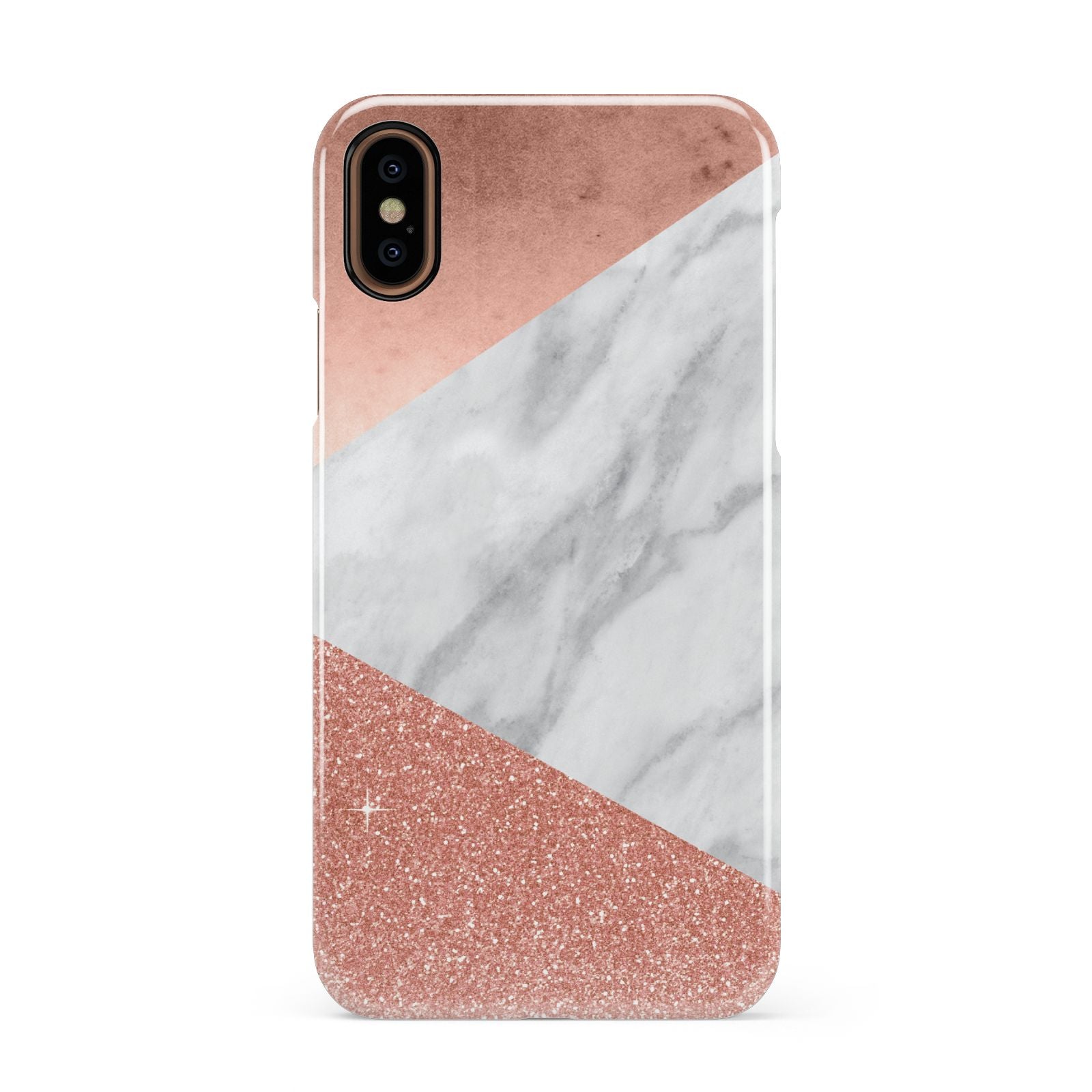 Marble Rose Gold Foil Apple iPhone XS 3D Snap Case