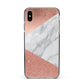 Marble Rose Gold Foil Apple iPhone Xs Max Impact Case Black Edge on Gold Phone