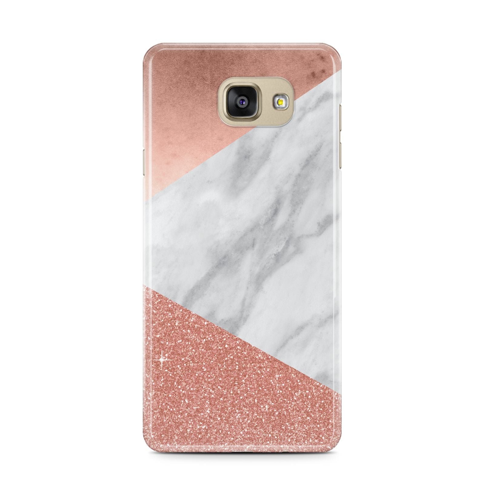 Marble Rose Gold Foil Samsung Galaxy A7 2016 Case on gold phone