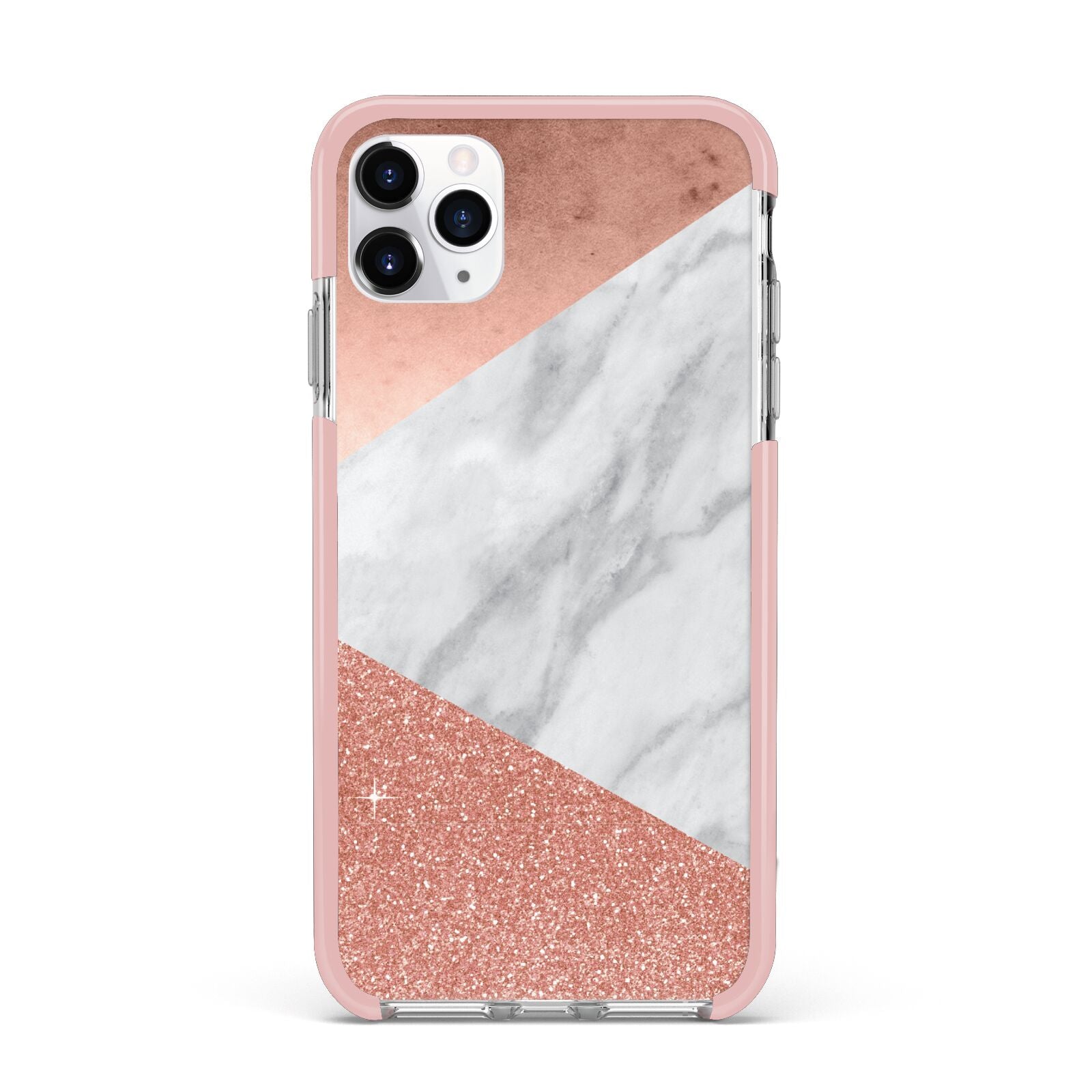 Marble Rose Gold Foil iPhone 11 Pro Max Impact Pink Edge Case