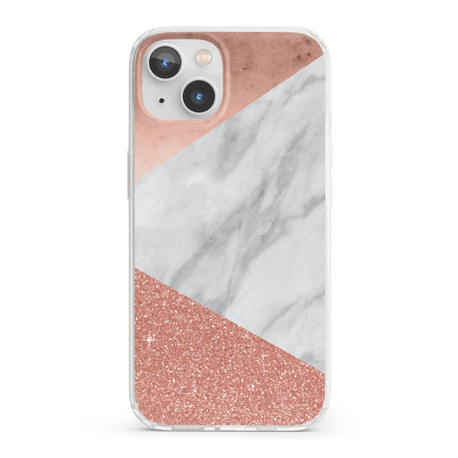 Marble Rose Gold Foil iPhone 13 Clear Bumper Case