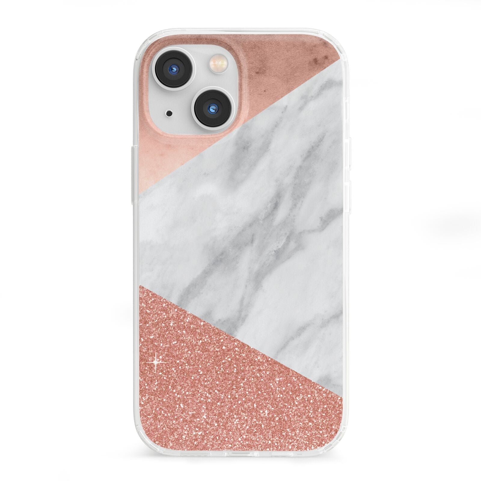 Marble Rose Gold Foil iPhone 13 Mini Clear Bumper Case