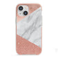 Marble Rose Gold Foil iPhone 13 Mini TPU Impact Case with Pink Edges
