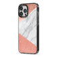 Marble Rose Gold Foil iPhone 13 Pro Max Black Impact Case Side Angle on Silver phone